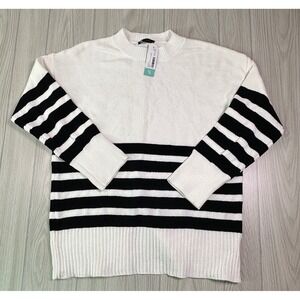 Sanctuary Modern Stripe Tunic Sweater White Black‎ Large NWT Stitch Fix